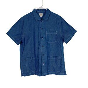 J.Crew Shirt Mens Re-Imagined Blue Short Sleeve Button-Up Front Pockets Size L
